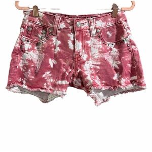 Miss Me Tie Dye Studded Short Red/White